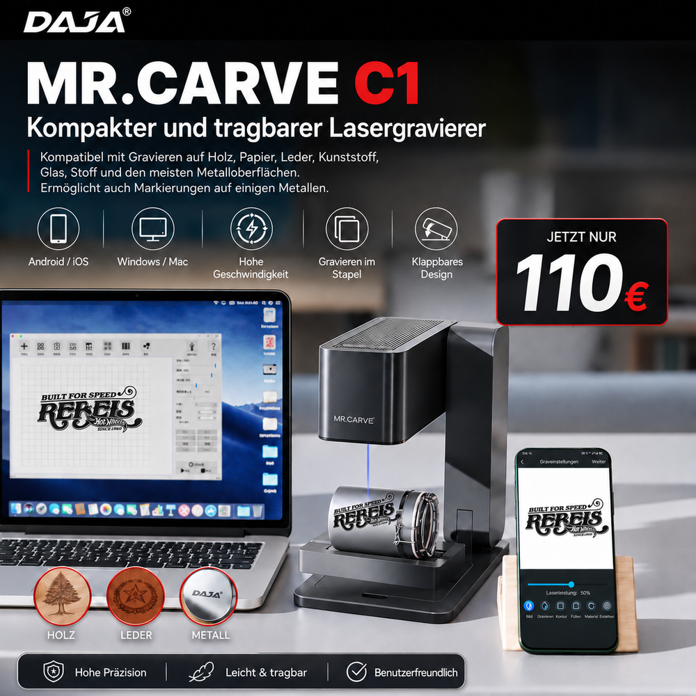 DAJA MR.CARVE C1 tragbarer Lasergravierer – Hauptansicht